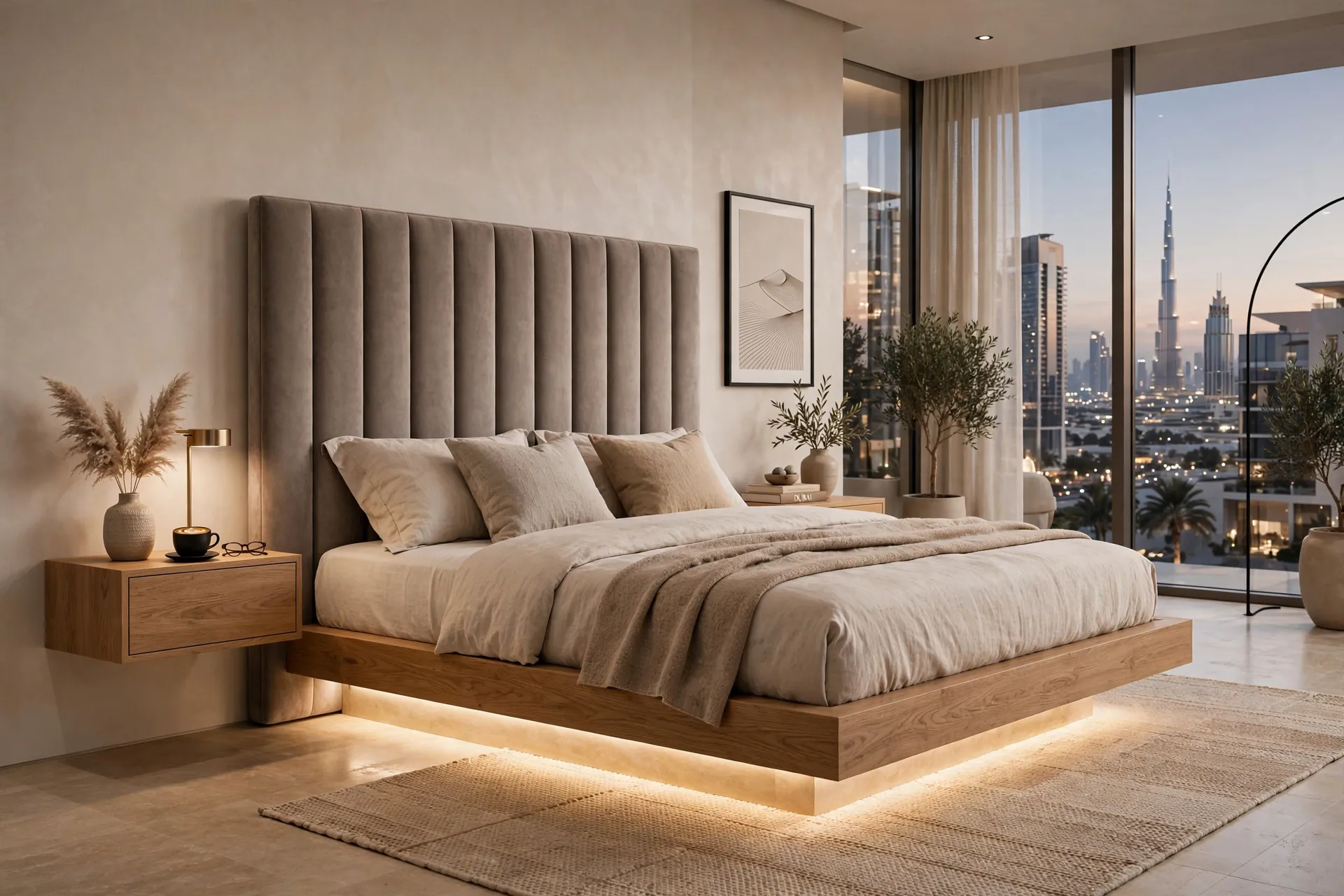 FLOATING BED Warm Greige + Pale Sand + Hanging