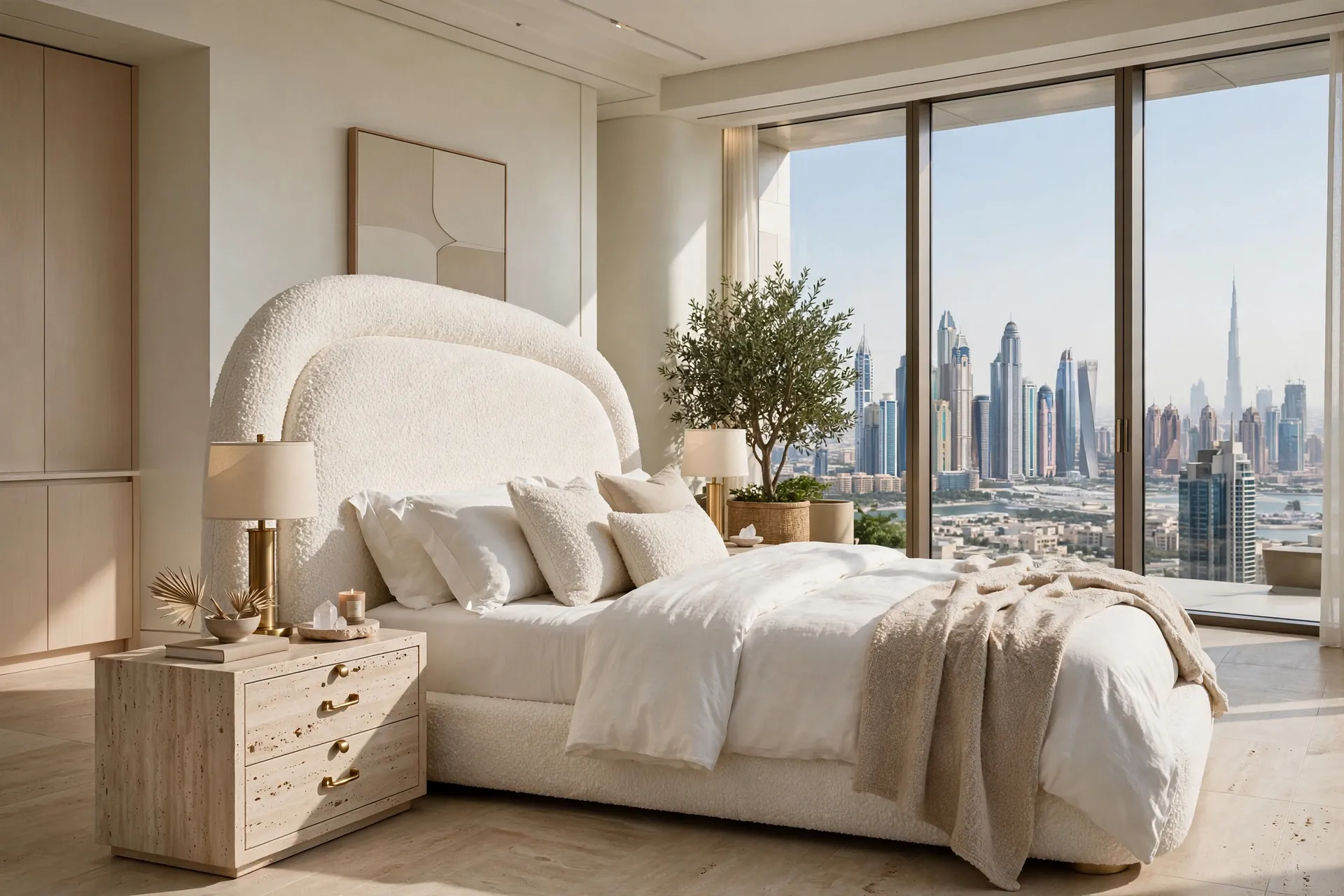Natural Oak + Pure White Platform Natural Oak Headboard