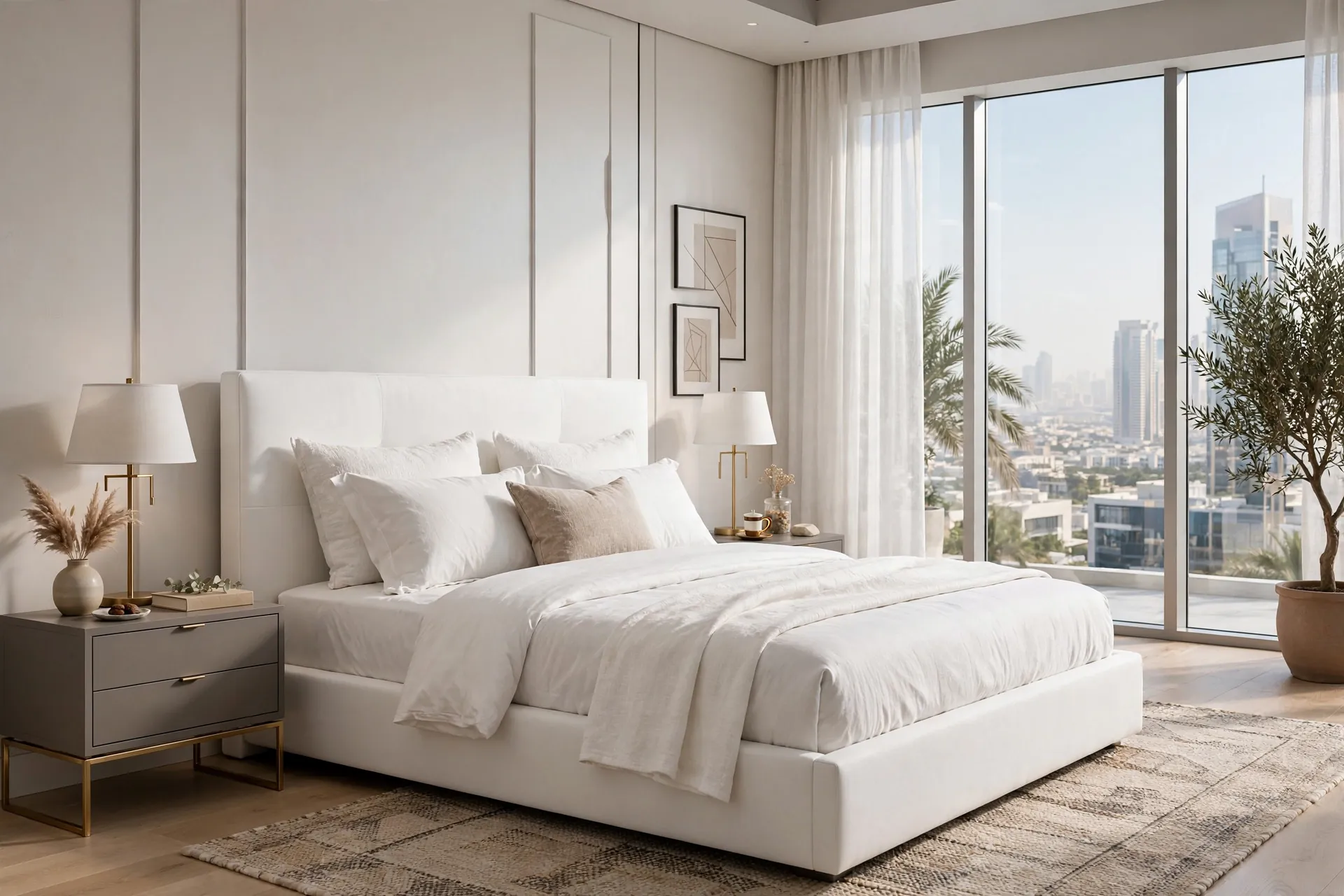 Taupe Grey + Pure White Channel Tufted