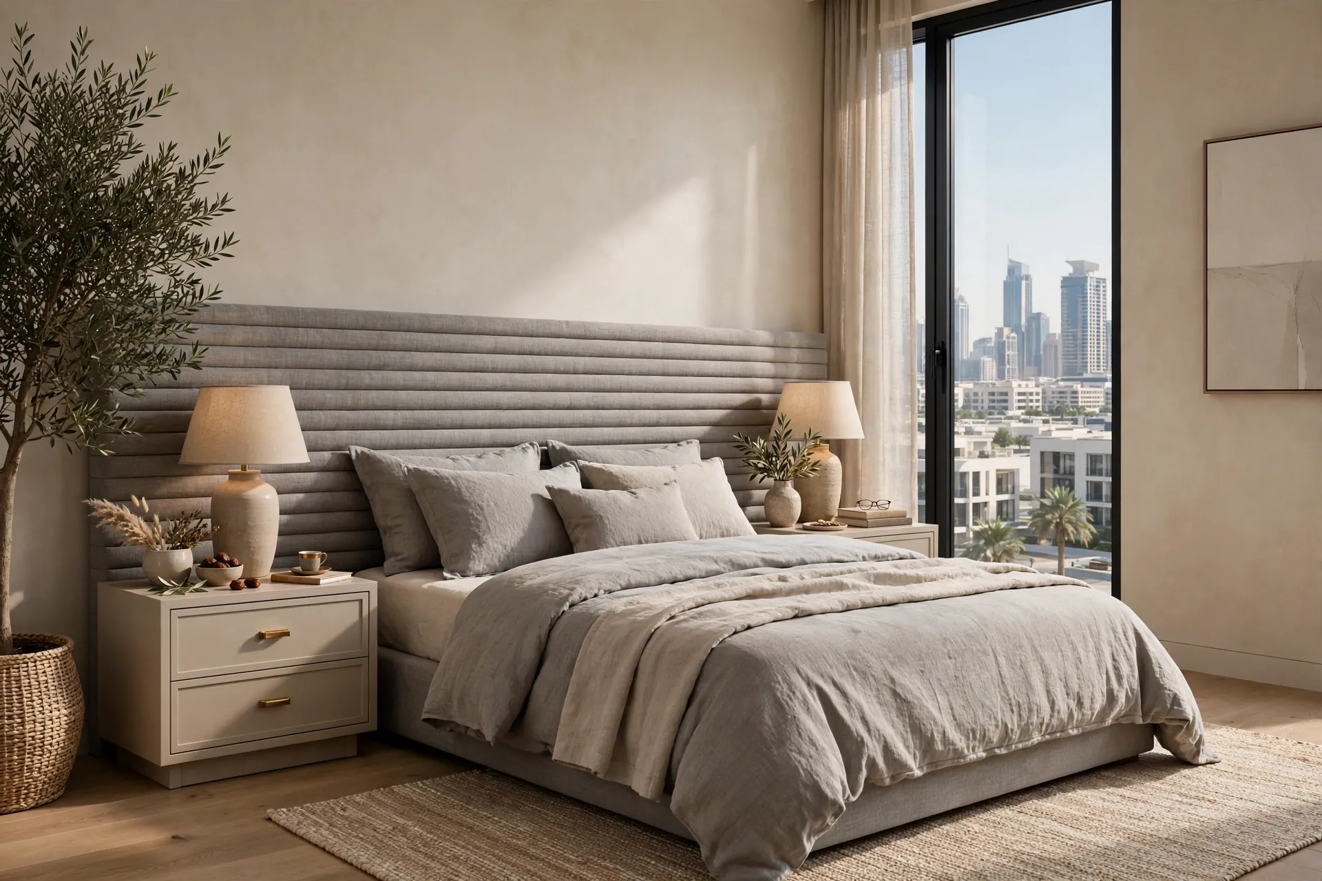 Stone Grey Linen Fluted + Warm Greige
