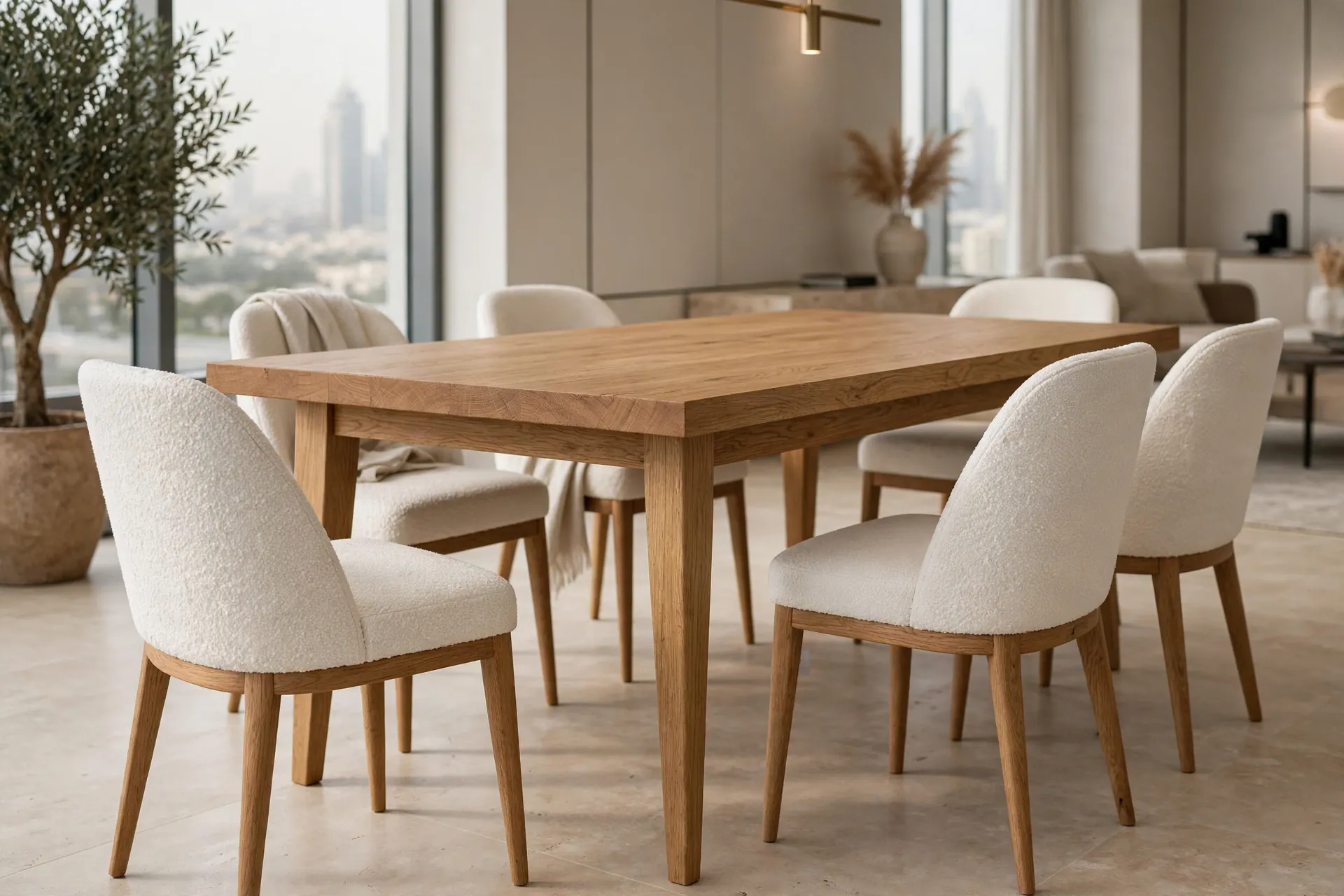 REALISTIC LEGS Travertine Marble Straight Oak Legs Thick Simple